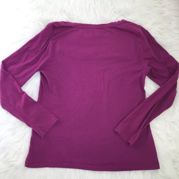 3/20$ - LOFT Purple Magenta Longsleeve with Floral - Picture 5 of 5